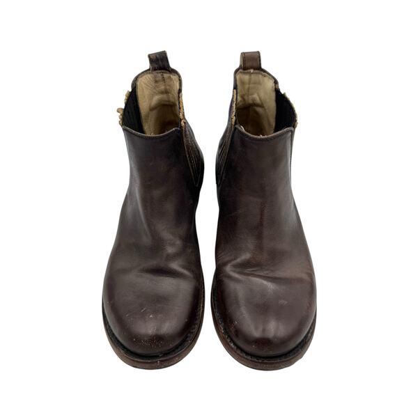 Mexico Dark Brown Leather Round Toe Pull On Chelsea Western Ankle Boots - Picture 2 of 10